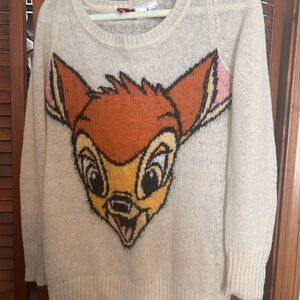 Disney Cream Bambi Graphic Crewneck Sweater